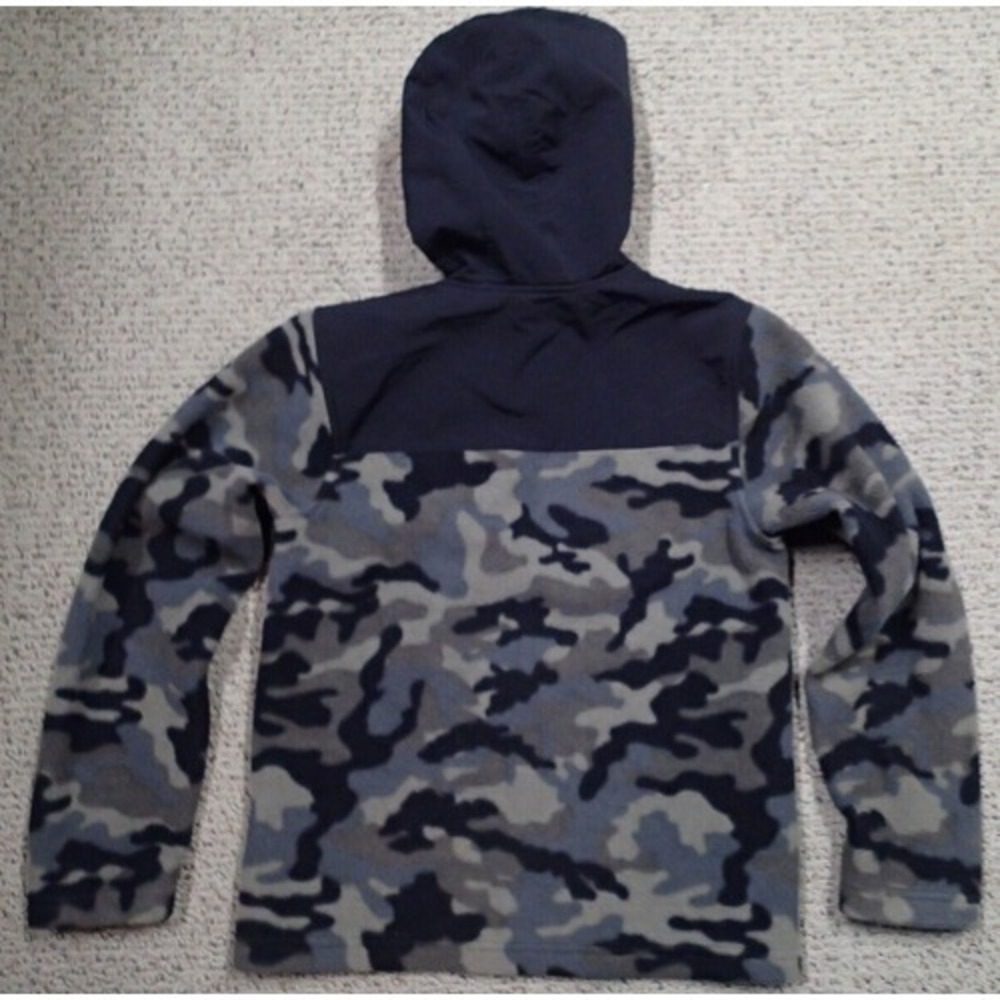 The North Face Fleece Hoodie Youth Medium 10/12 Grey Camo Excellent Full‎ Zip - Picture 5 of 12
